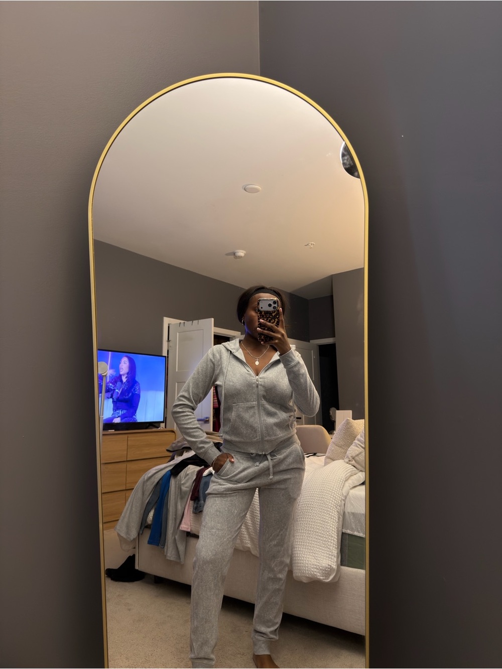 Cozy Women's Velour Gray Lounge Zip-Up Hoodie & Jogger Set
